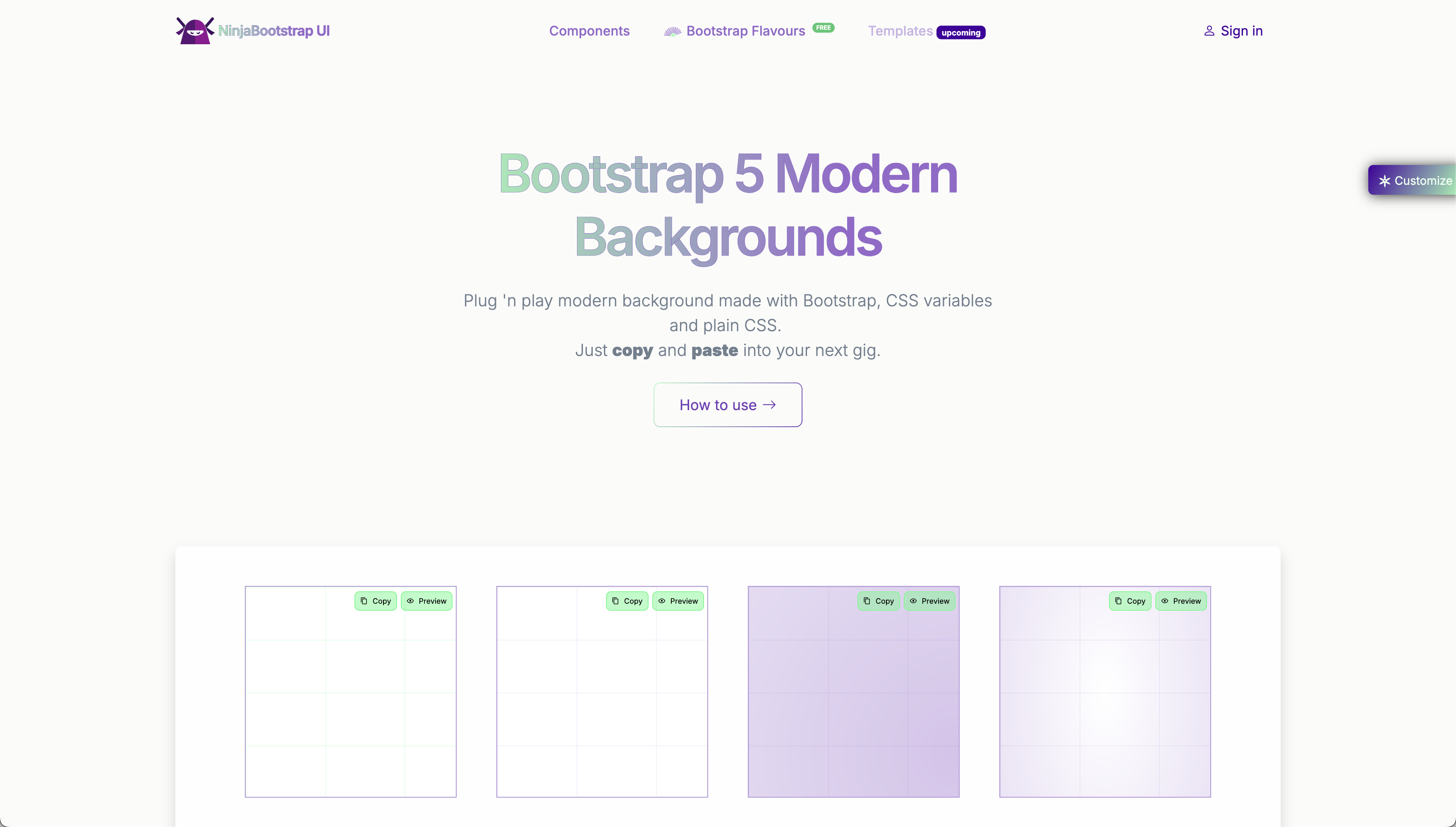 Bootstrap Ninja Backgrounds